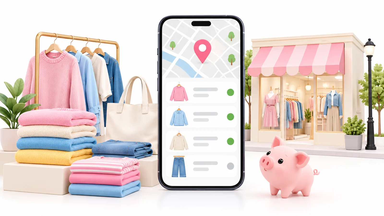Ilustración del comprobador de stock y la visita a tienda física