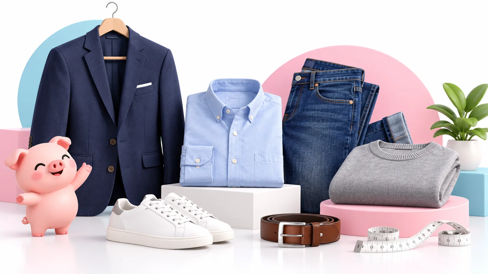 Conjunto ilustrado de prendas básicas y de abrigo