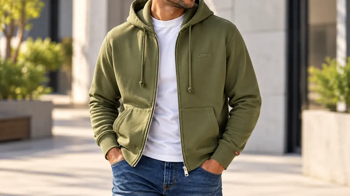 Sudadera Levi's Authentic Full Zip para hombre, de corte relajado y forro polar cepillado