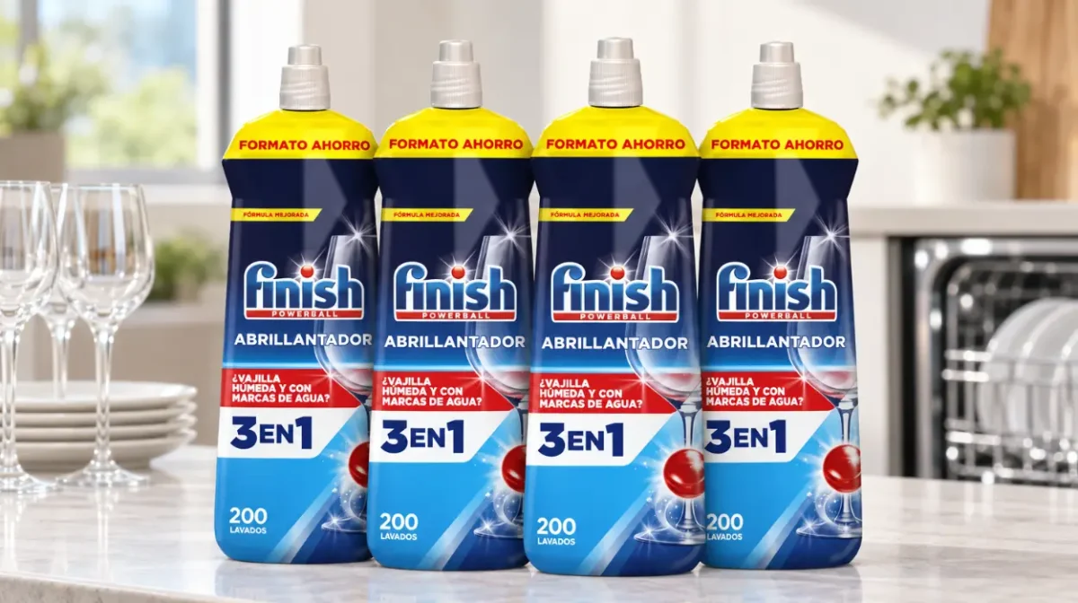Abrillantador Finish para meses y meses con este pack de 4 botellas enormes que tienes a un precio fantástico en AliExpress