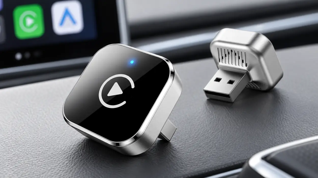 Adaptador mini inalámbrico para CarPlay y Android Auto con USB/USB-C