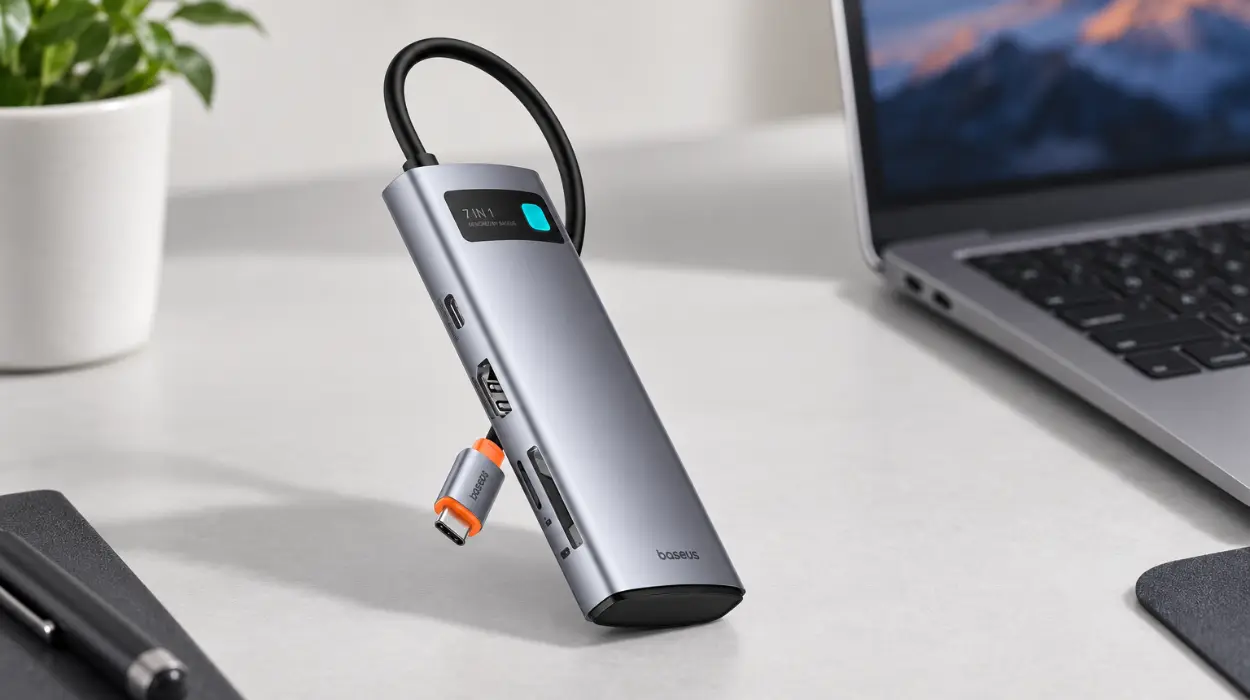 Adaptador USB-C con 3 puertos USB, HDMI 4K, lector SD y carga de 100W