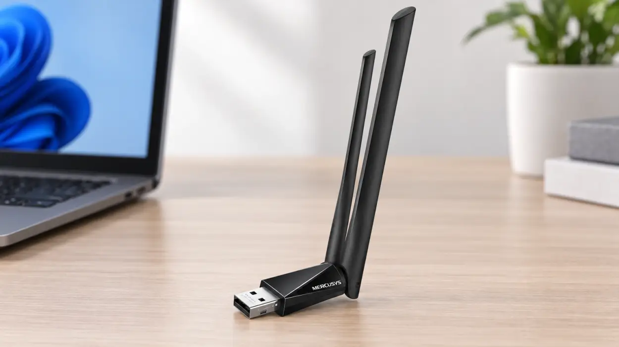 Adaptador WiFi USB Mercusys MA30H AC1300 con antena de alto rendimiento