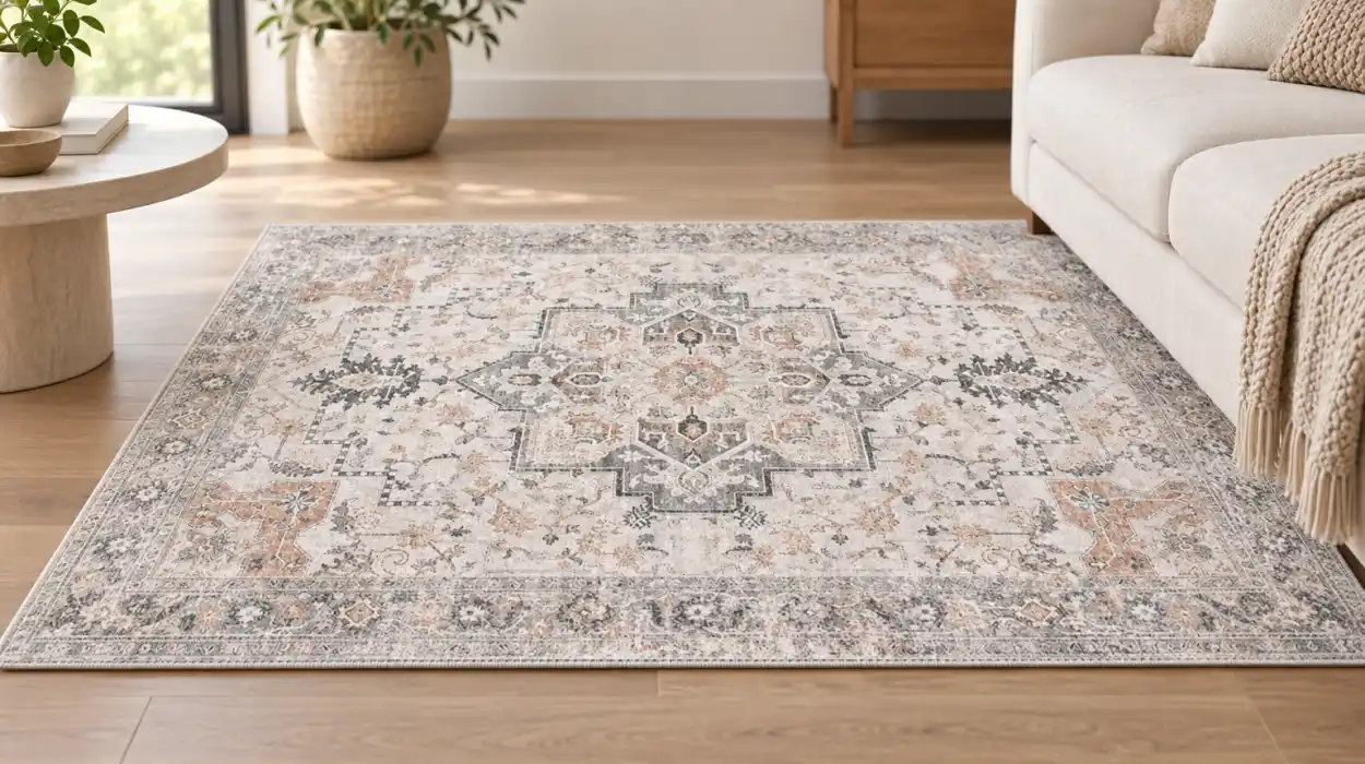 Alfombra Genimo vintage lavable a máquina y con base antideslizante