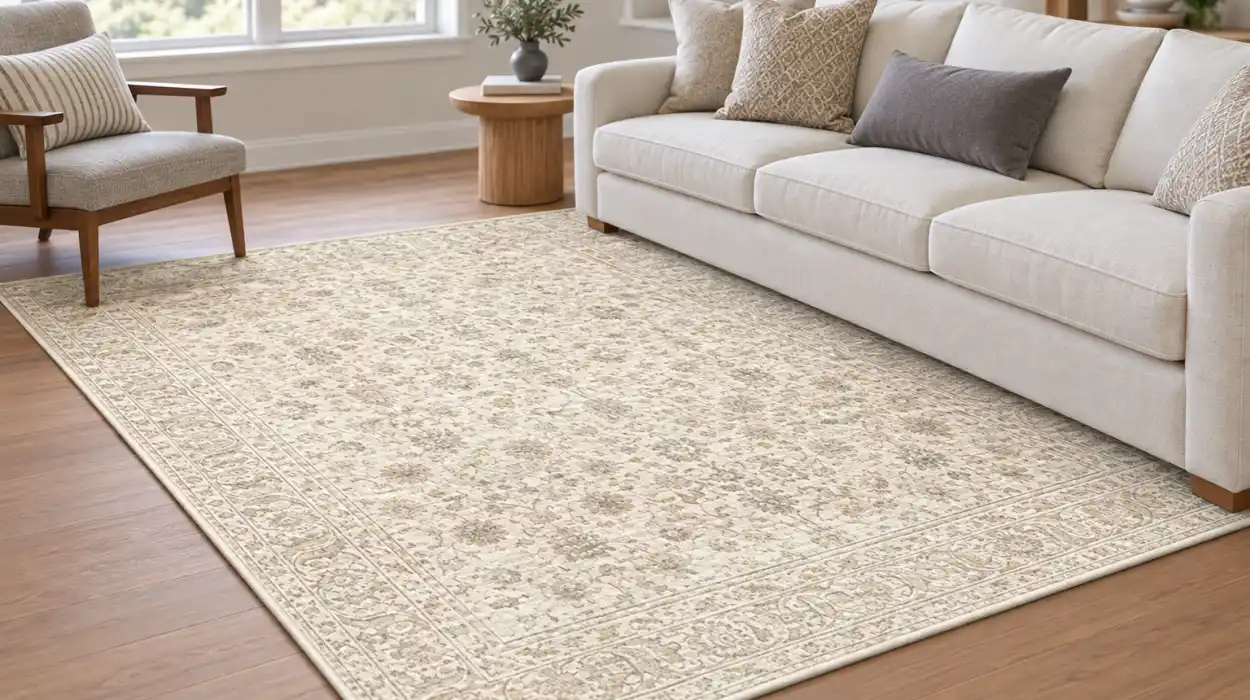Alfombra PureCozy vintage lavable de 140 × 200 cm