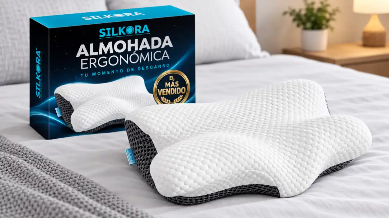Almohada cervical SILKORA viscoelástica de doble altura con funda lavable