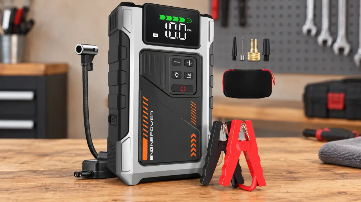 Arrancador de batería para coche con compresor de 150 PSI y 6000 A