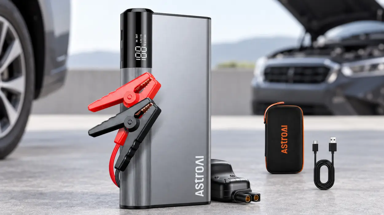 Arrancador de batería AstroAl de 10.000 A con pantalla LCD, luz LED y función powerbank