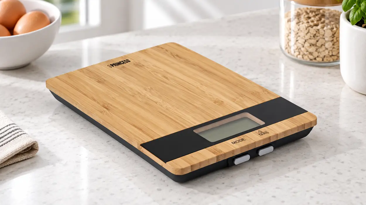 Báscula de cocina Princess Pure 492944 de bambú con capacidad de 5 kg