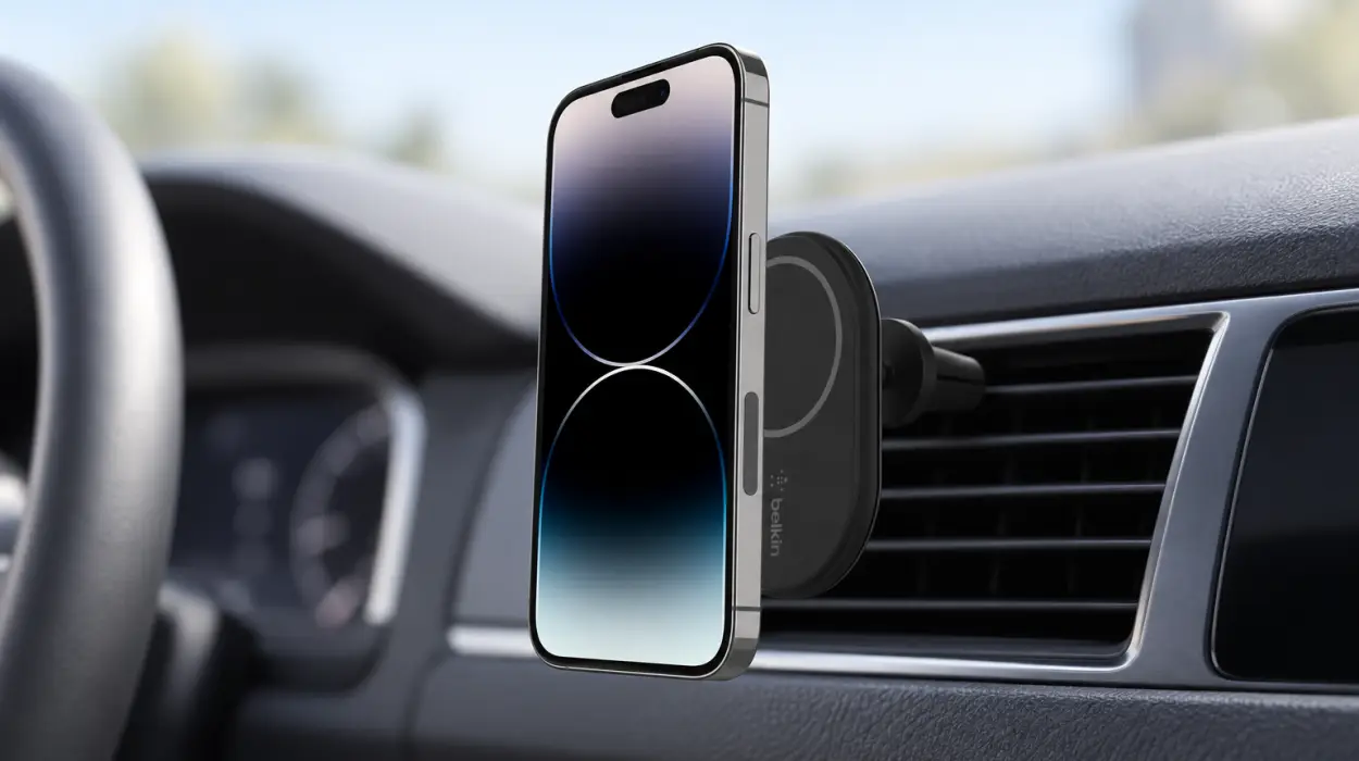 Cargador magnético para coche Belkin BoostCharge con soporte y MagSafe