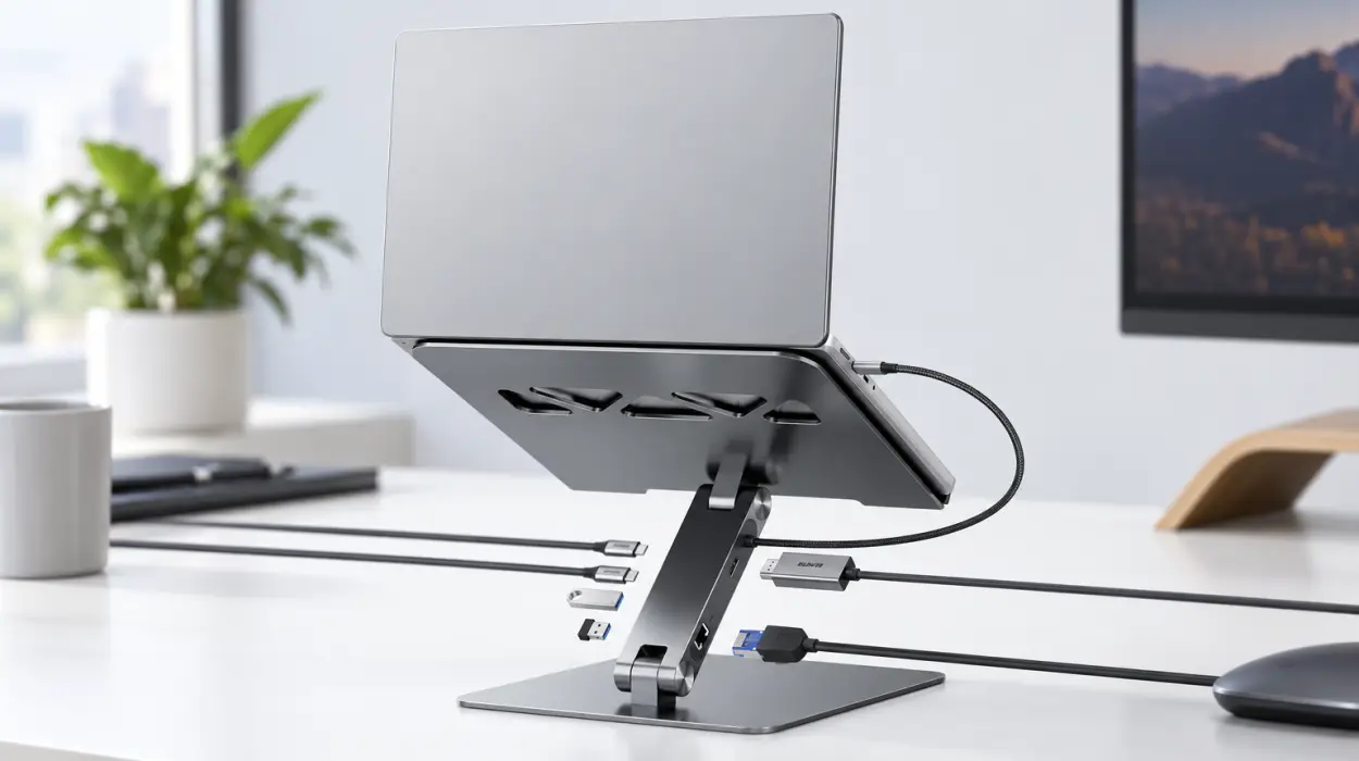 Soporte BENFEI para portátil con docking station USB-C 6 en 1 y HDMI 4K