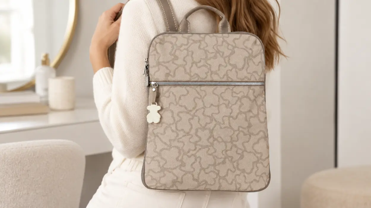Mochila TOUS Kaos New con detalles de piel para mujer