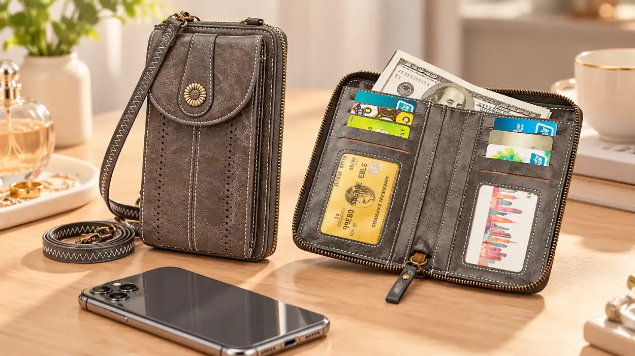 Bolso bandolera S-Zone para móvil con bloqueo RFID y espacio para tarjetas