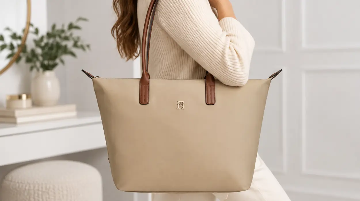 Bolso Tommy Hilfiger Popette beige para mujer