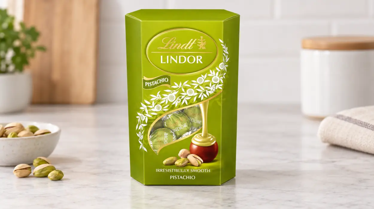 Caja de bombones Lindt LINDOR de chocolate con leche y pistacho de 200 g
