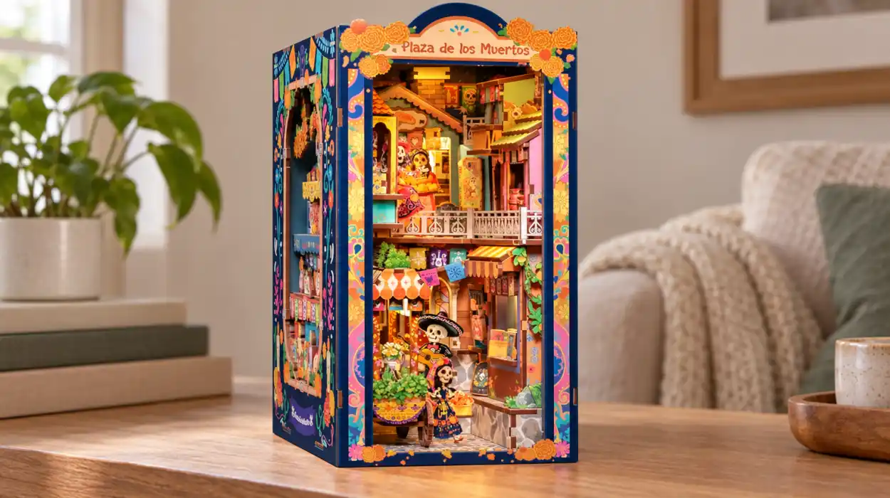 Maqueta Book Nook Cutebee Plaza de los Muertos para montar con iluminación LED