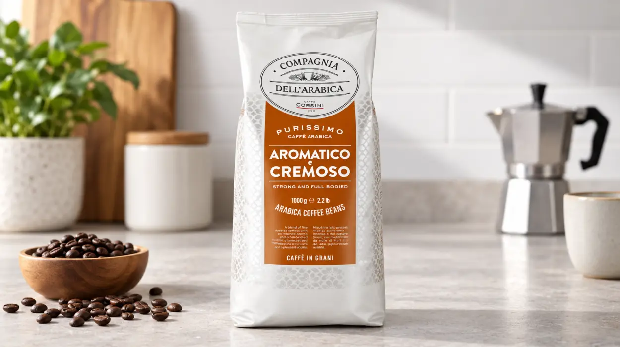 Café en grano Caffè Corsini Compagnia dell'Arabica de 1 kg, con notas florales y afrutadas