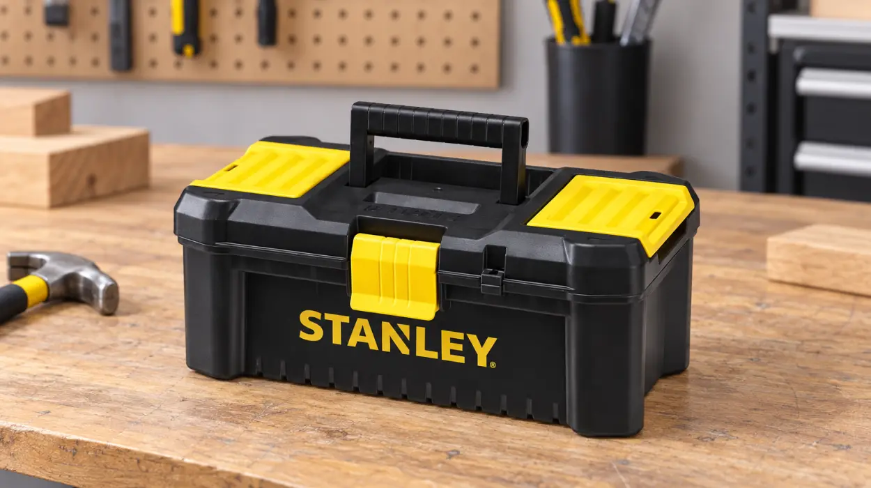 Caja de herramientas Stanley de plástico con organizadores en la tapa