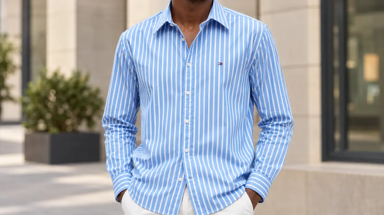 Camisa Tommy Hilfiger Flex Poplin Seasonal Stripe Regular Fit para hombre