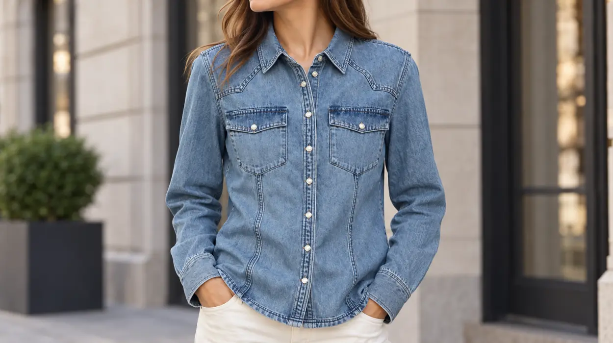 Camisa vaquera Marks & Spencer de estilo western y manga larga