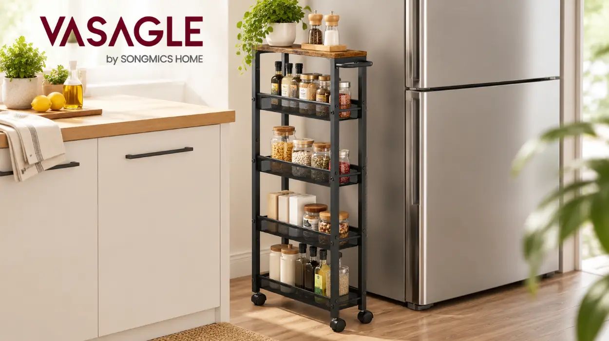 Carro estrecho de cocina Vasagle de 5 niveles con ruedas