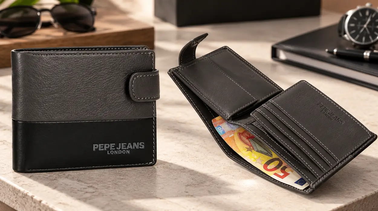 Cartera Pepe Jeans Ithaca horizontal de piel para hombre con protección RFID