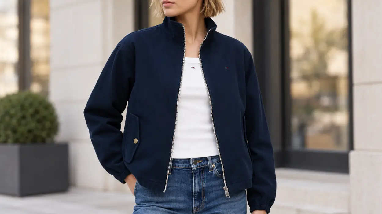 Cazadora Tommy Jeans Zip Cotton de algodón para mujer