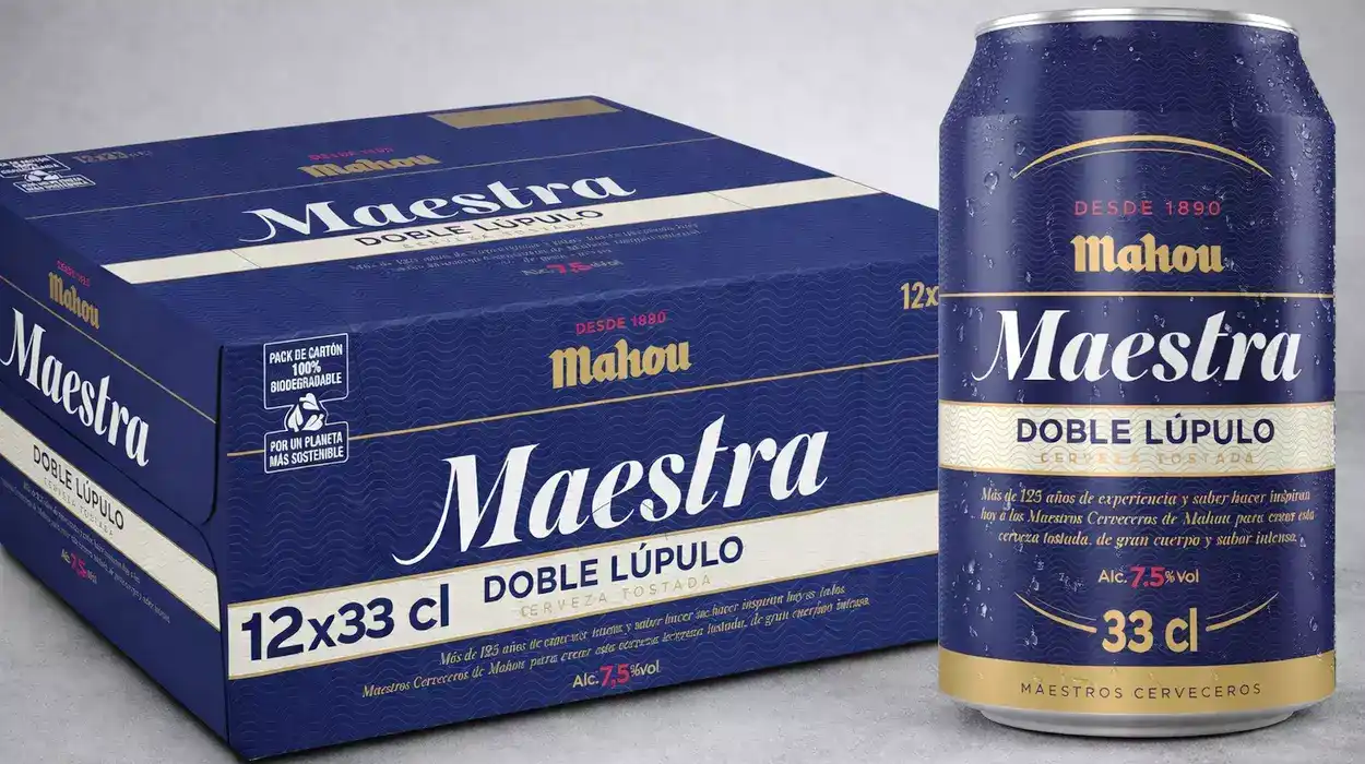 Pack x12 latas Cerveza tostada Mahou Maestra Doble Lúpulo de 33 cl