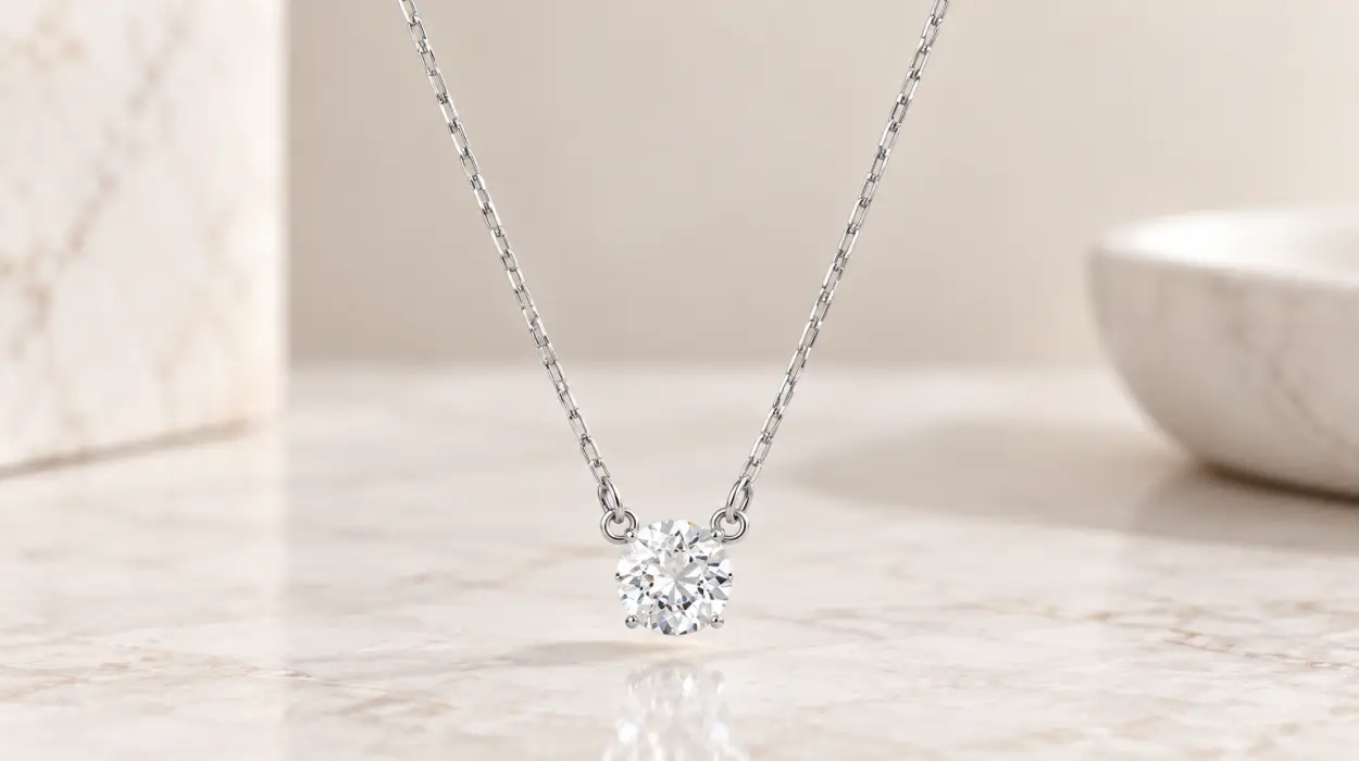 Collar Swarovski Attract con colgante redondo y baño de rodio