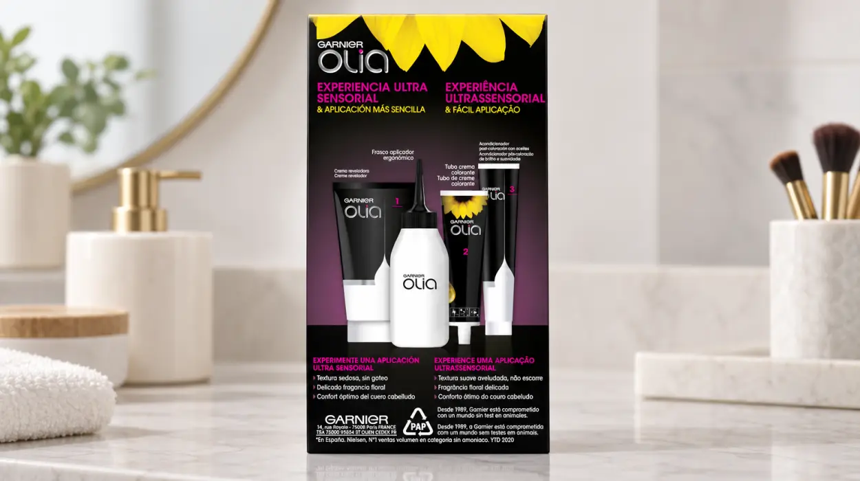 Coloración permanente Garnier Olia sin amoníaco, tono 1.0 Negro intenso