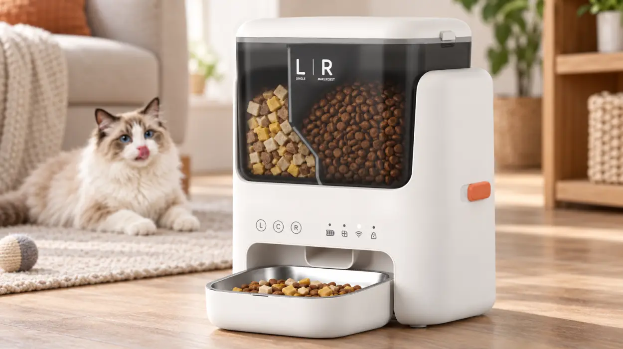 Comedero automático para gatos con app y capacidad de 2+3 l