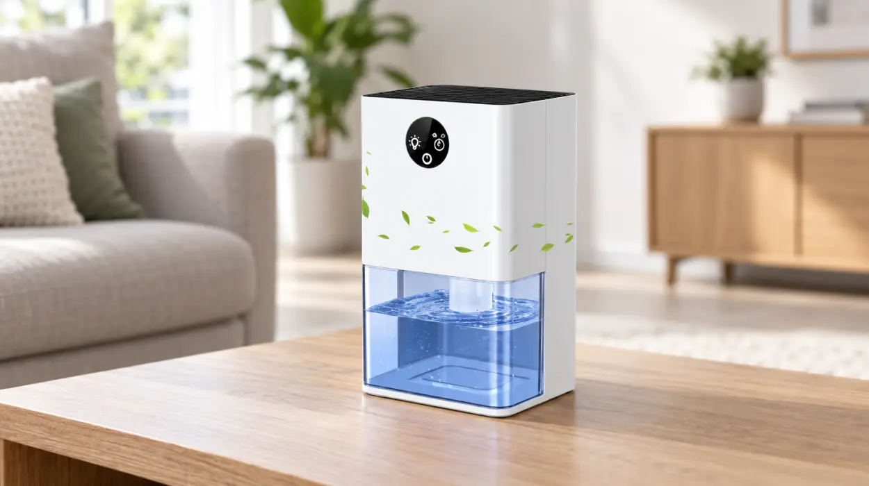 Deshumidificador eléctrico silencioso con depósito de 1,8 l
