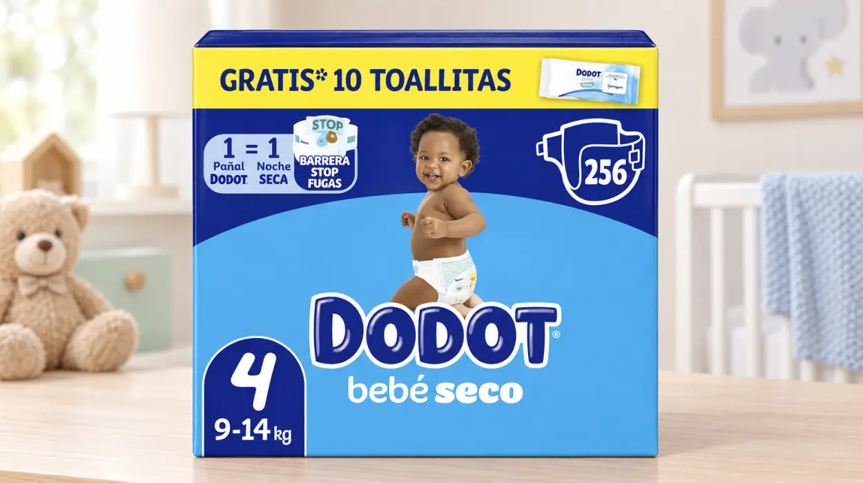 Pack x256 pañales Dodot Bebé-Seco con barrera antifugas para la noche