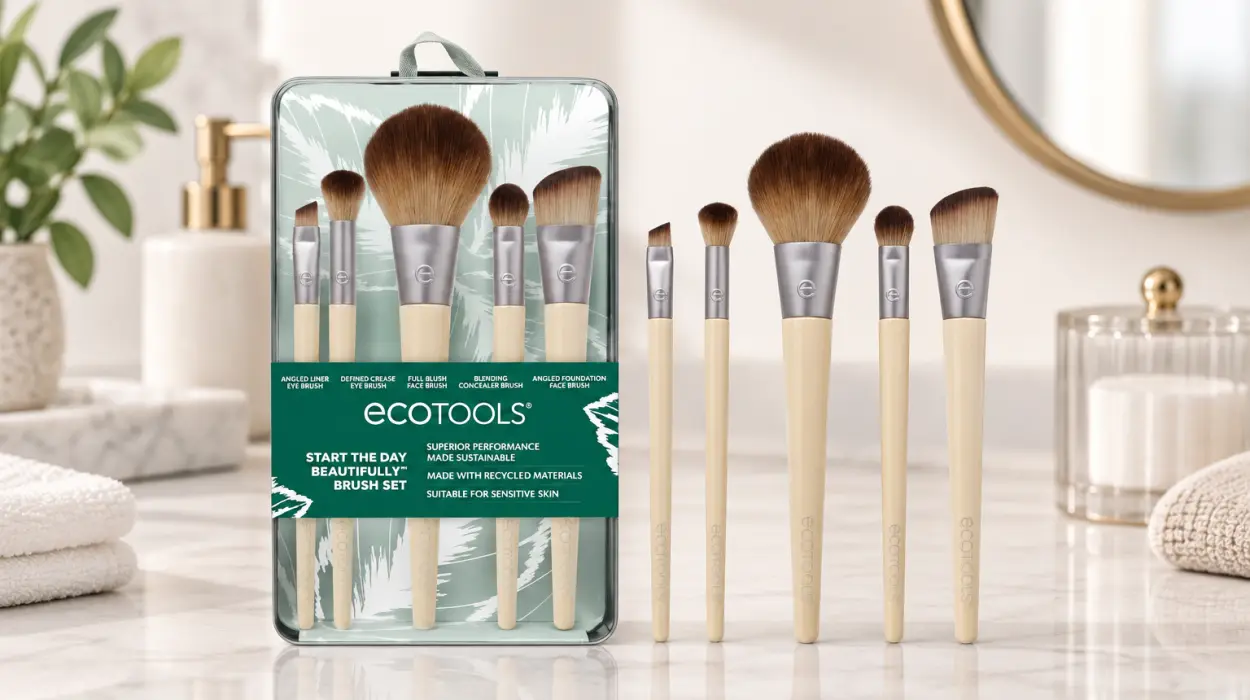 Set de pinceles de maquillaje EcoTools Start the Day con cinco brochas y bandeja