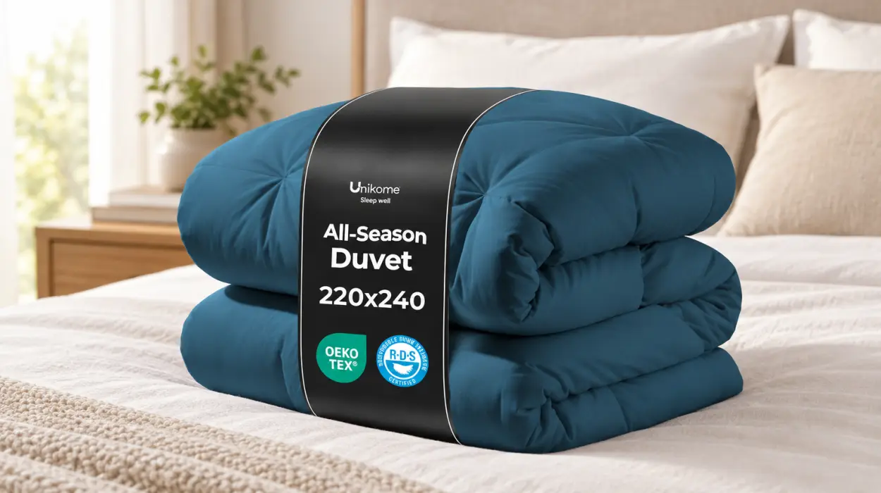 Edredón nórdico de plumas y plumón para cama de 135/150, 100% algodón y cuatro estaciones