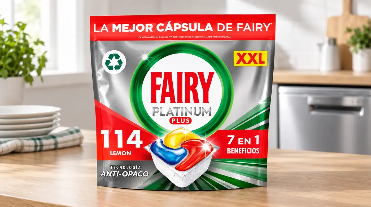 Pack de 114 cápsulas para lavavajillas Fairy Platinum Plus All in One