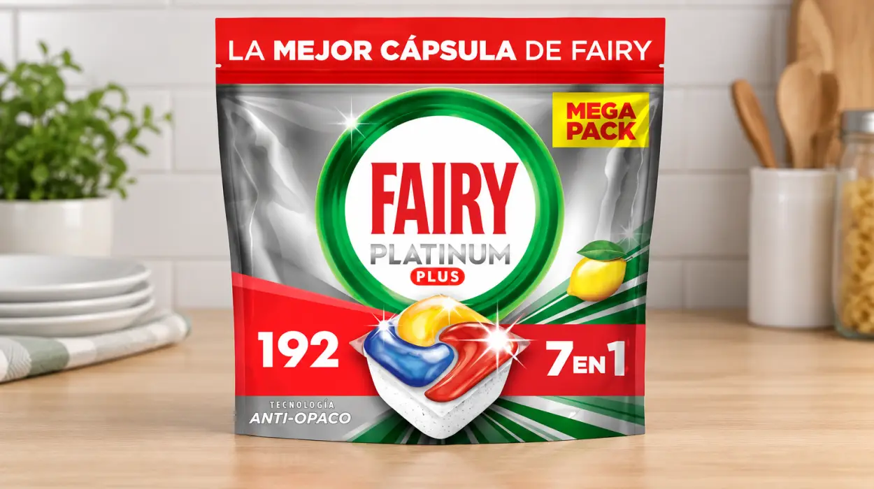 Pack de 192 cápsulas Fairy Platinum Plus Limón para lavavajillas