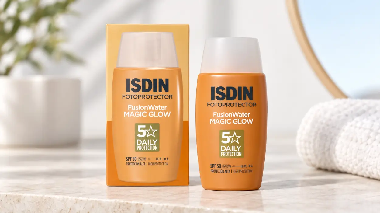 Protector solar facial ISDIN Fusion Water Magic Glow SPF 50 de 50 ml