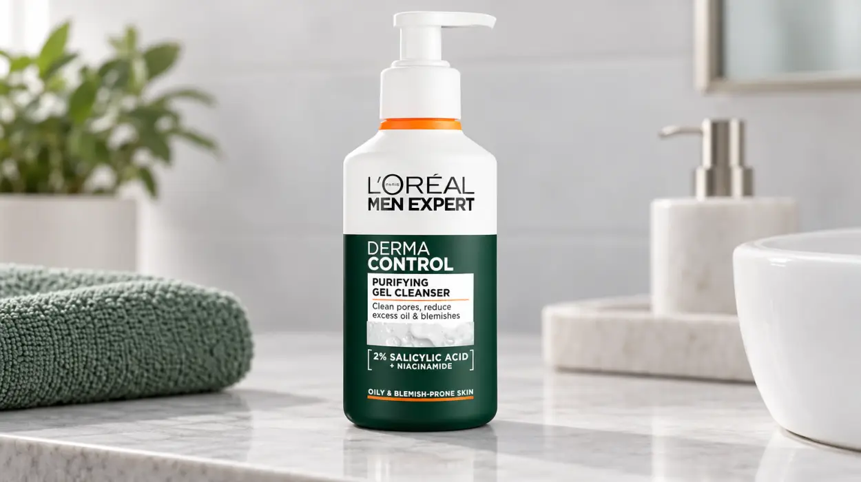 Gel limpiador facial L'Oréal Paris Men Expert Derma Control con niacinamida, 260 ml