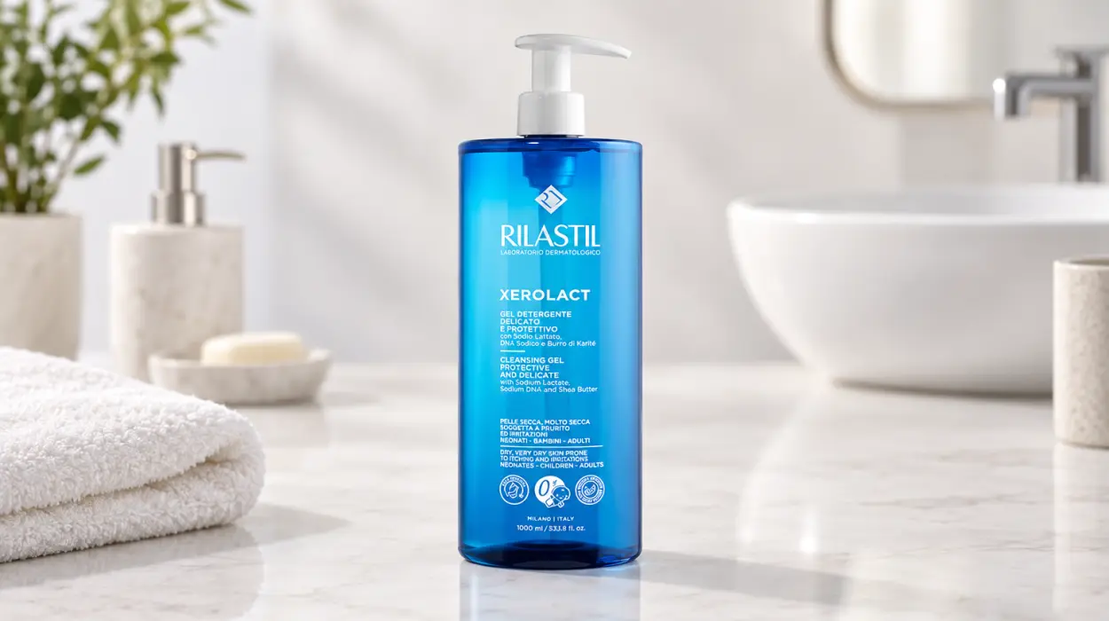 Gel limpiador reparador Rilastil Xerolact de 1000 ml para pieles secas
