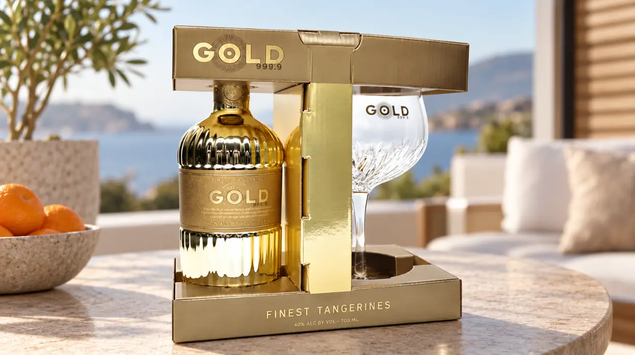 Ginebra Gin Gold 999.9 de 700 ml con copa de balón de regalo