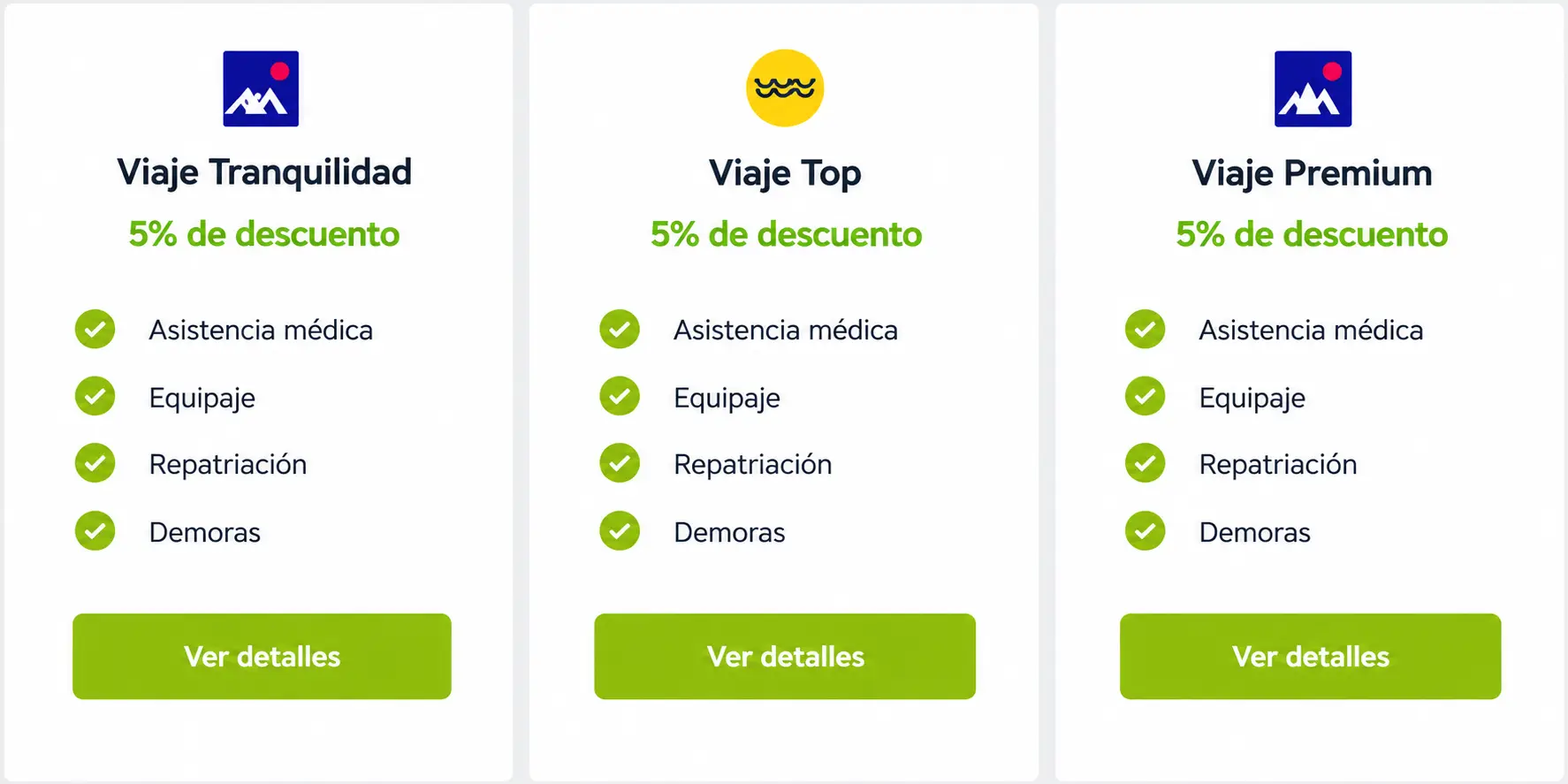 Comparación visual de opciones de seguro de viaje Heymondo