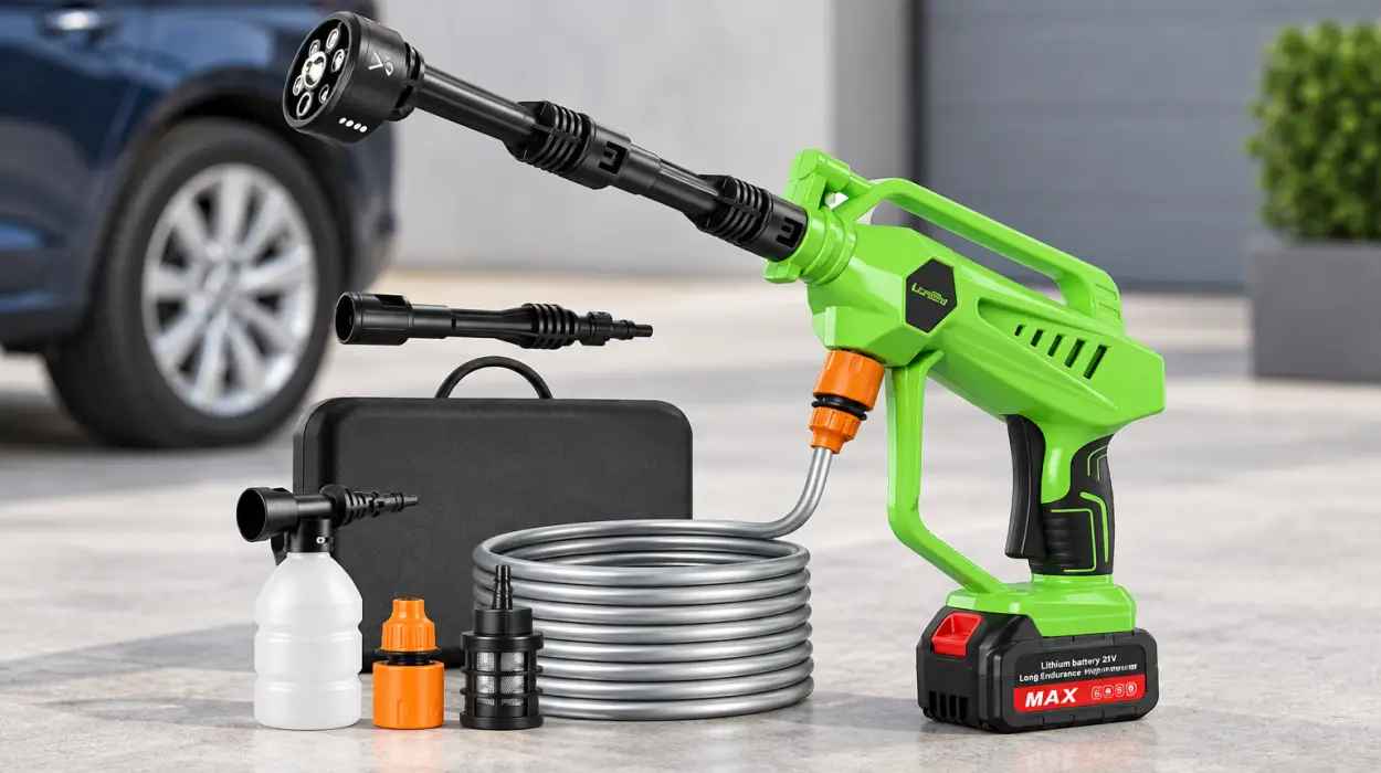 Hidrolimpiadora portátil a batería de 800 PSI para limpiar sin cable