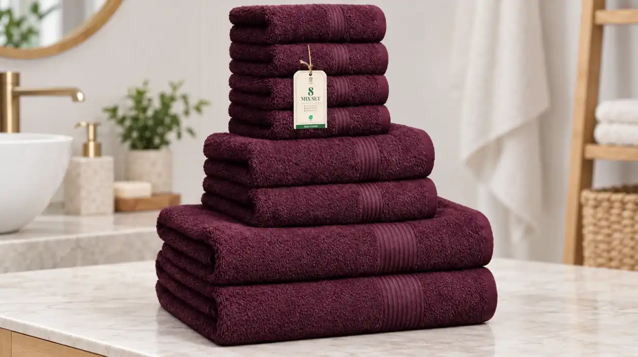 Set de 8 toallas HomeBurg Luxe de algodón en tres tamaños