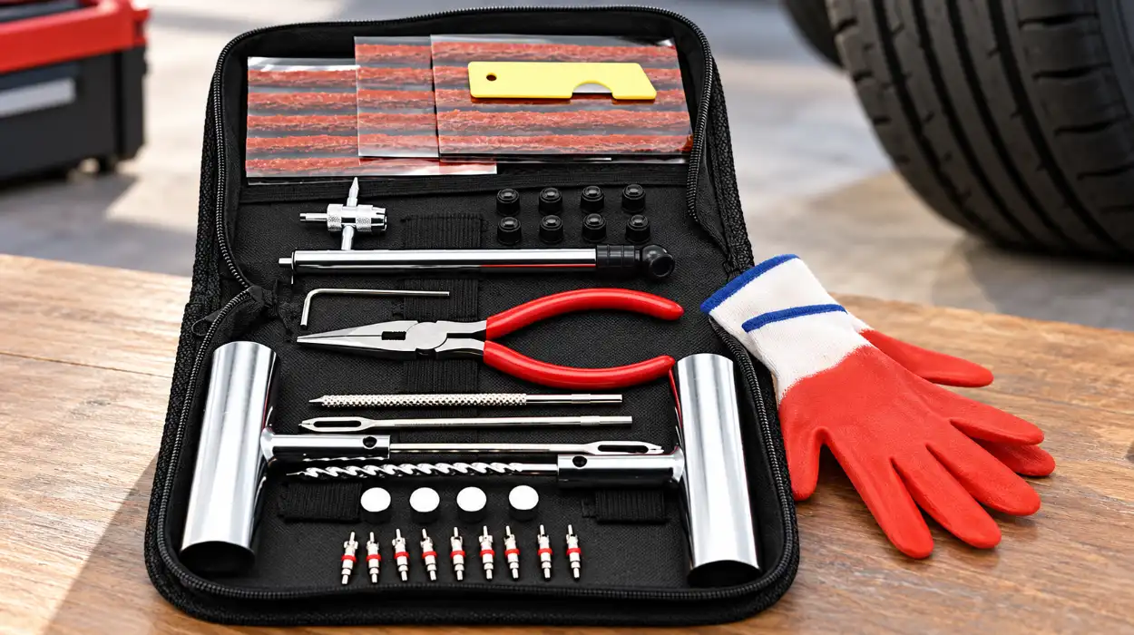 Kit universal de reparación de neumáticos de 48 piezas para coche y moto
