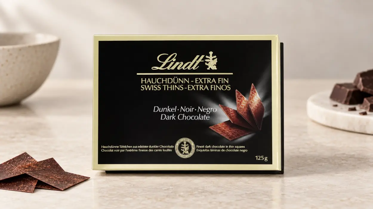 Caja láminas de chocolate negro Lindt Swiss Thins