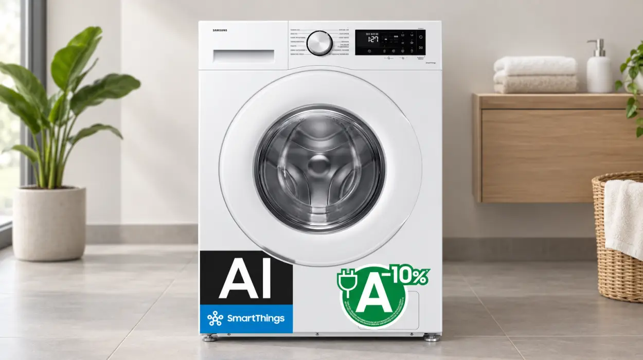 Lavadora Samsung Clase A de carga frontal y 9 kg con EcoBubble