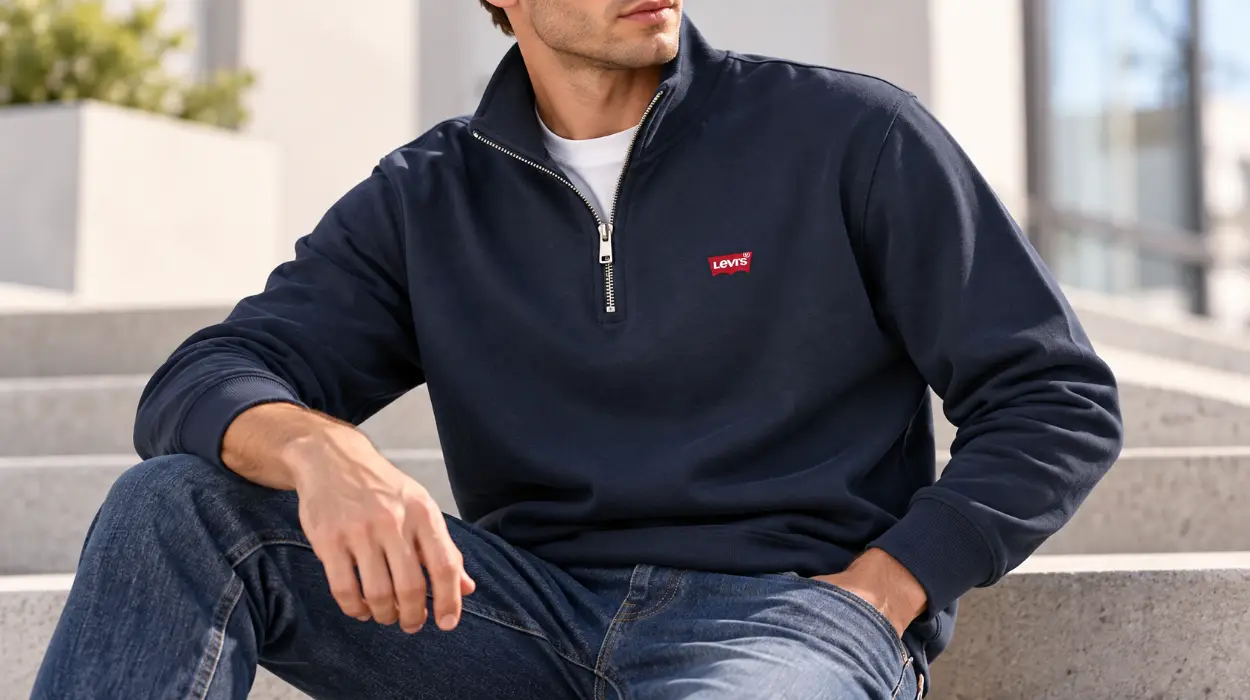 Sudadera Levi's Original de cuello alto con cremallera 1/4 para hombre