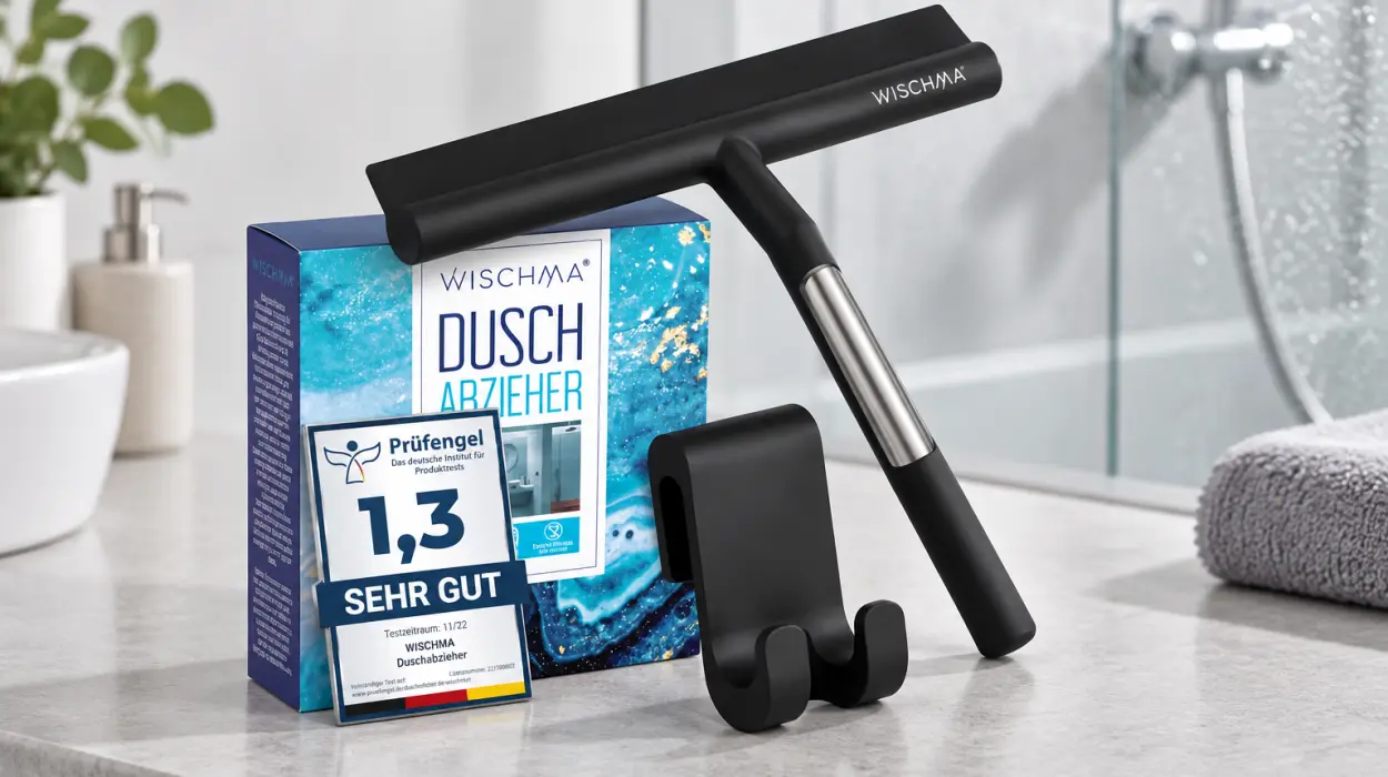 Limpiacristales de ducha WISCHMA de silicona con soporte sin taladro