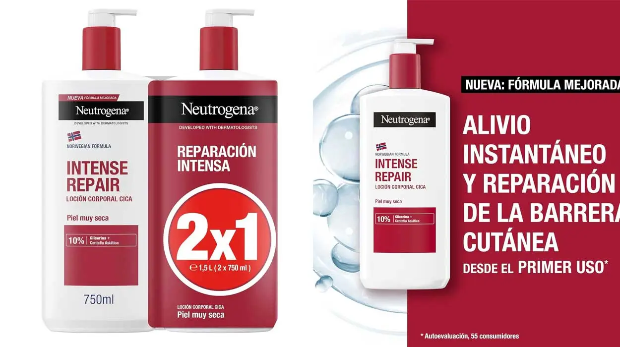 Pack de 2 lociones corporales CICA Neutrogena Intense Repair de 750 ml